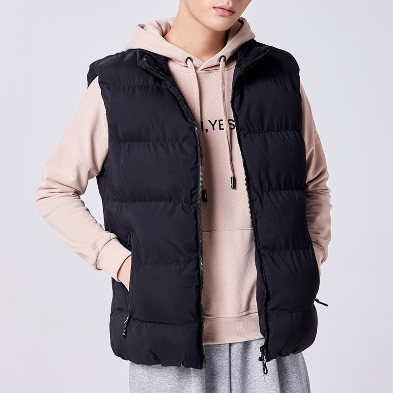 Rakuten - ベスト 男性用 ダウン風 中綿 韓国 ストリート チョッキ メンズ ゆったり 冬 アウター プリント ロゴ ブラック ホワイト M L XL 2XL 3XL 4XL 5XL 6XL