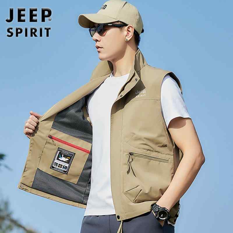 ベスト メンズ アウトドア 釣り カメラマン 多機能 撥水 速乾 防風 ミリタリー 作業着 ワーク チョッキ カーキ ブラック