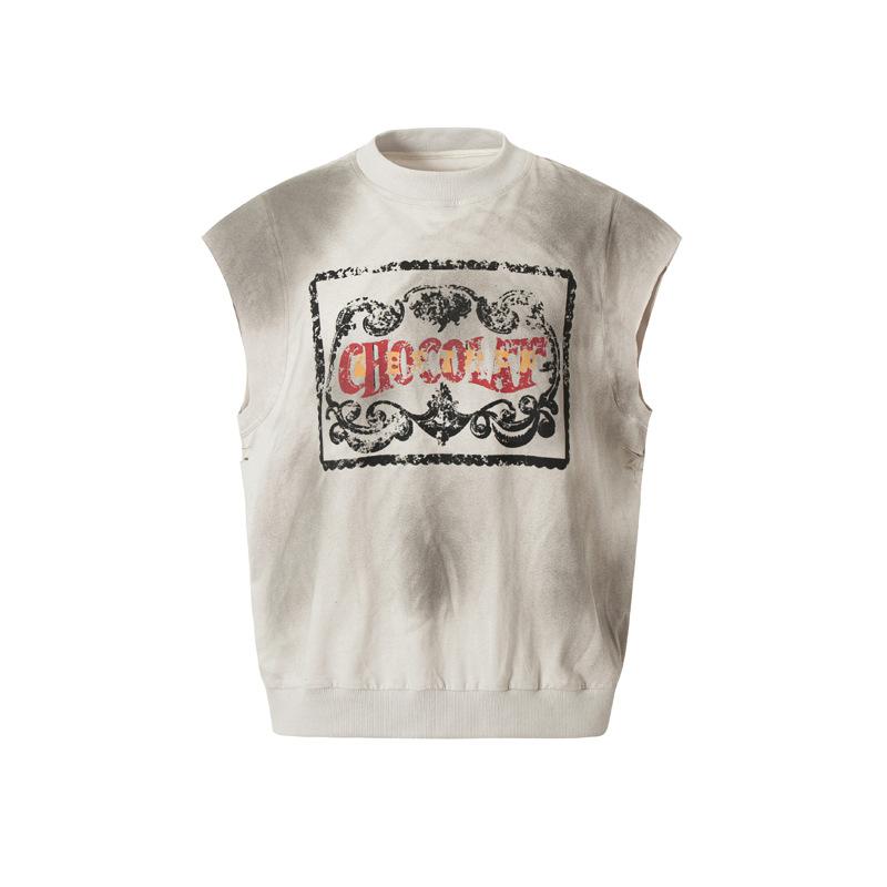 Rakuten - Tシャツ メンズ 男性用 ノースリーブ ダメージ加工 ウォッシュド ラウンドネック コットン カジュアル スポーティー トップス