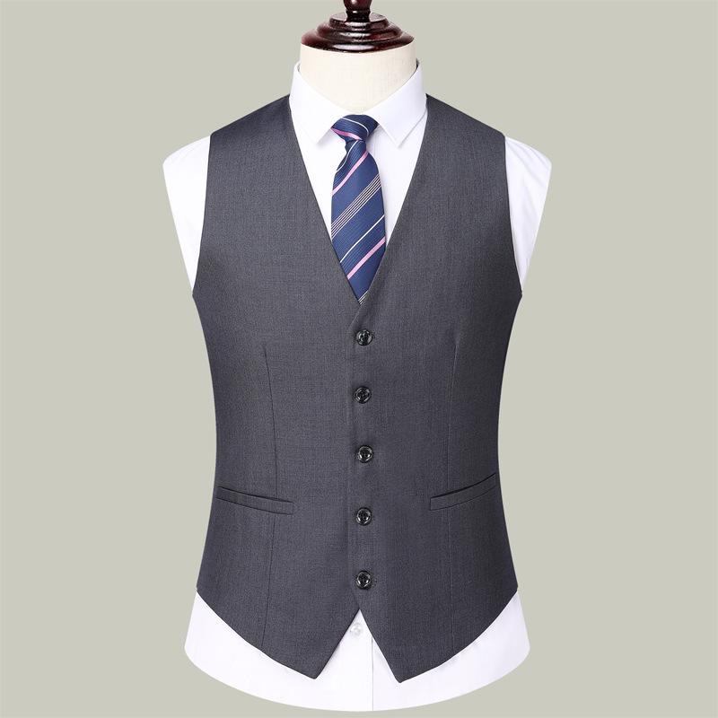 ベスト 男性用 スリムフィット 韓国 ワークウェア スーツ ベスト メンズ チョッキ 無地 ポリエステル グレー ブラック ブルー 春秋