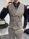 ベスト メンズ 男性用 秋冬 厚手 ウール混紡 カジュアル ビジネス スリム ダブルブレスト Vネック 無袖 チョッキ トップス 羽織り ブラック グレー コーヒー色