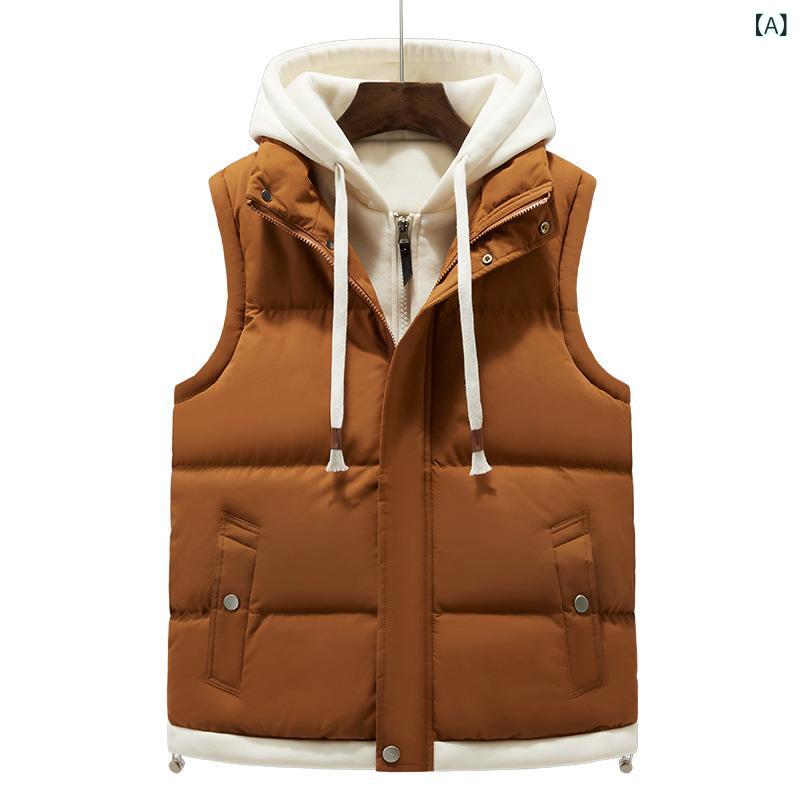 ベスト 男性用 秋冬 裏起毛 ゆったり ストリート系 チョッキ 中綿 カジュアル 重ね着 XS S M L XL 2XL 3XL