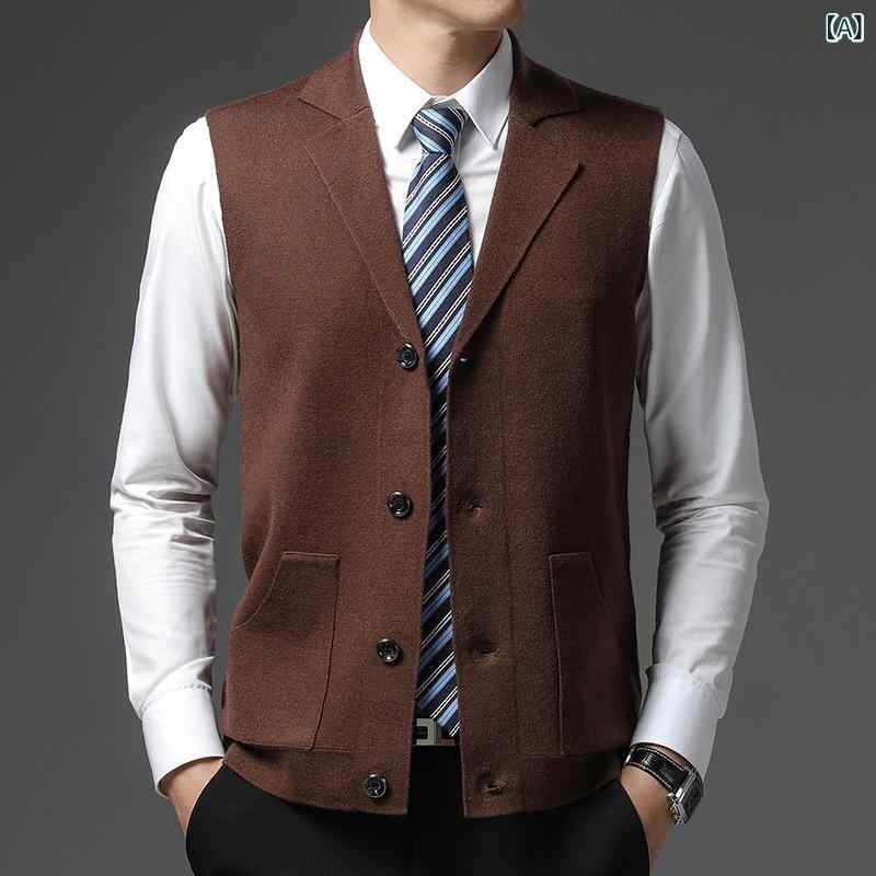 ベスト 男性用 金糸ベロア Vネック カーディガン 厚手 秋 普段使い 部屋着 ブラウン グレー グリーン パープル ブラック