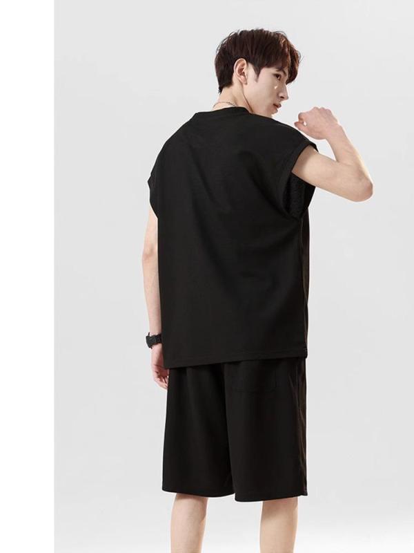 Tシャツ メンズ 男性用 ノースリーブ 接触冷感 運動 スポーツ セットアップ ポリエステル 短パン ショートパンツ 部屋着 ルームウェア 春夏 普段使い