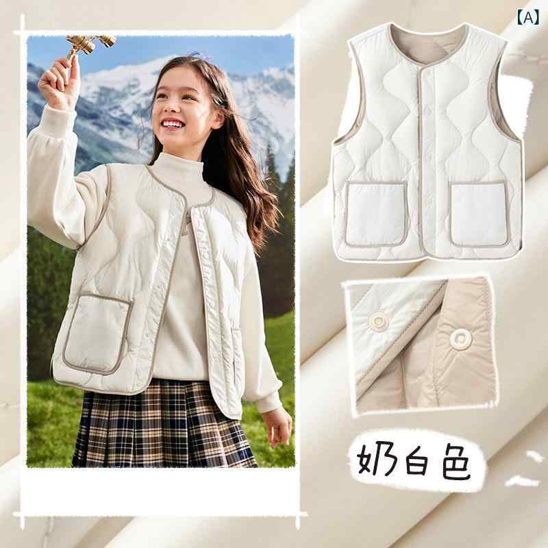 Other - 子供服 ダウンベスト キッズ 男女兼用 ライトダウン チョッキ 秋冬 中綿 薄手 8歳以上 140cm以上 普段使い 部屋着 アウトドア 撥水