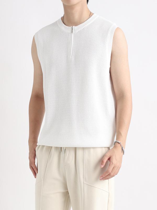 Other - Tシャツ メンズ 男性用 ポロシャツ ニット 接触冷感 ノースリーブ トップス スポーティー 普段使い 部屋着 黒 白 杏色 グレー コーヒー色