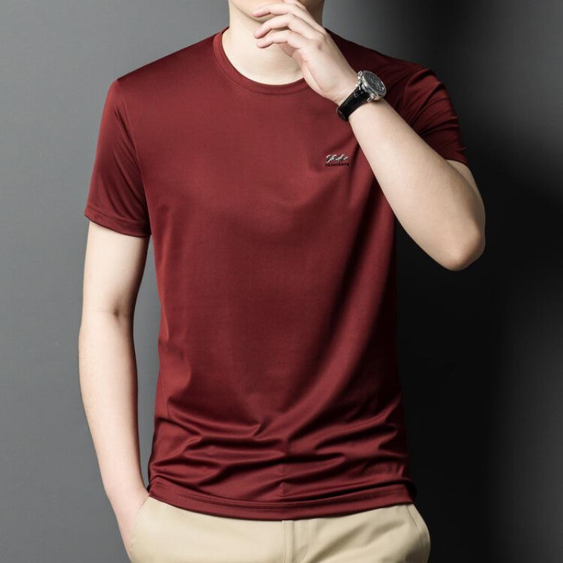 Knit Sweater - Tシャツ メンズ 男性用 半袖 接触冷感 トップス 薄手 涼しい カットソー ポリエステル 無地 春夏 普段使い 部屋着 大きいサイズ グリーン グレー ホワイト レッド ブラック