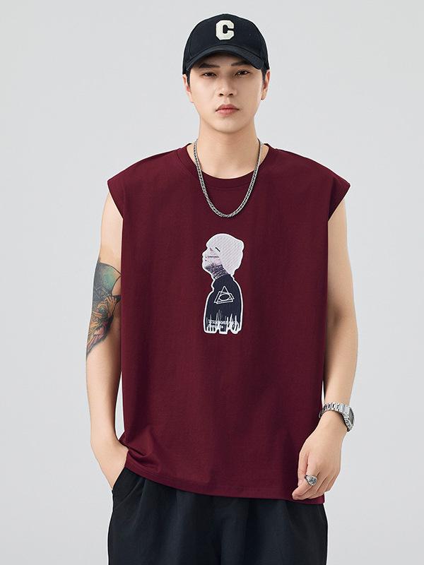 Tシャツ メンズ タンクトップ 薄手 コットン混紡 スポーツ 無地 ホワイト 深グレー ブラック ワインレッド