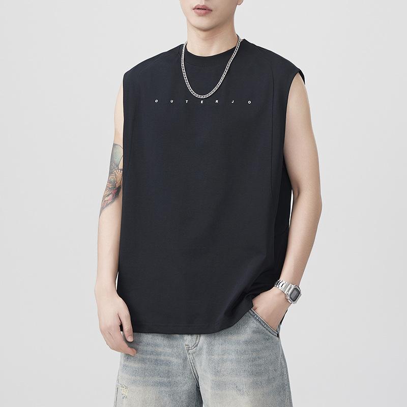 タンクトップ メンズ スポーツウェア トレーニングウェア 夏用 コットン混紡 ゆったり ノースリーブ Tシャツ カットソー プリント 普段..