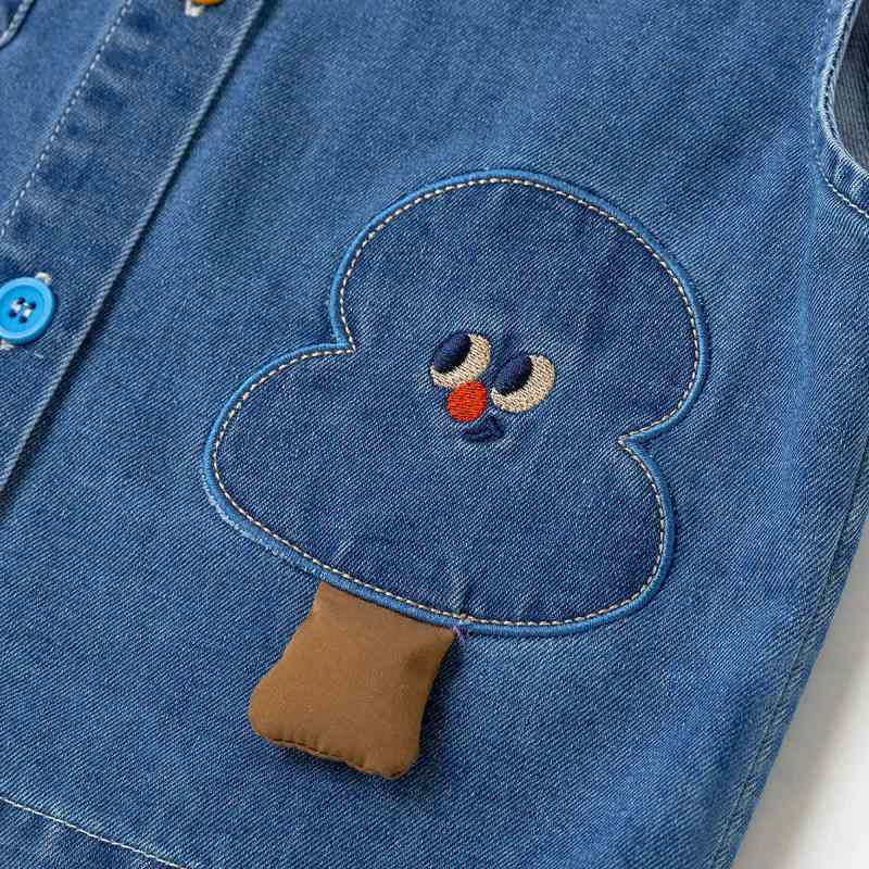 キッズ デニム ベスト 春秋 男の子 女の子 子供服 コットン かわいい キャラクター プリント Gジャン チョッキ 80cm 90cm 100cm 110cm ..