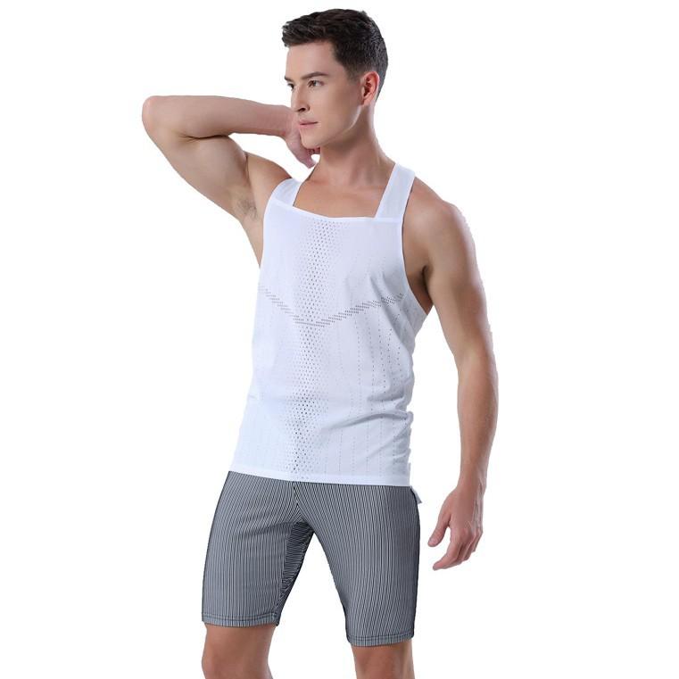 タンクトップ 男性用 陸上競技 ランニング トレーニングウェア スポーツウェア コンプレッションウェア レーザーカット 吸湿速乾 ポリエステル ホワイト ブラック グリーン ピンク系・対象年齢: 成年・対象性別: メンズ・生地の名称: ミル...
