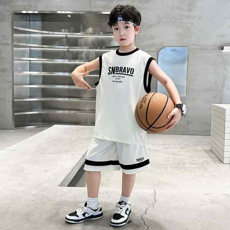 子供用セットアップ キッズ 男の子 夏服 ノースリーブ トップス ハーフパンツ 2点セット 運動着 スポーティ 接触冷感 吸湿速乾 薄手 ベ..