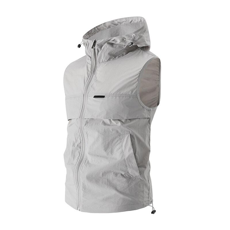 メンズ ベスト 薄手 夏用 フード付き ノースリーブ 接触冷感 涼しい 通気性 チョッキ 男性用 ゆったり ..