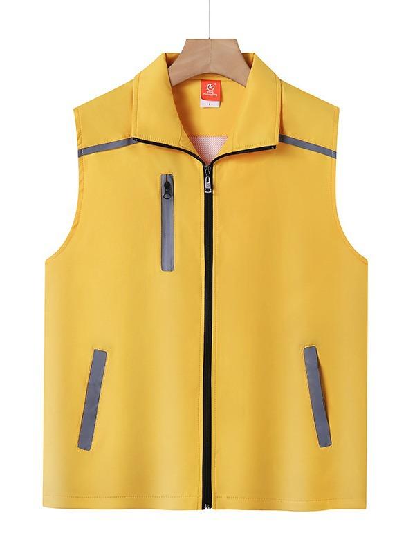 楽天LINEAR shopベスト 男性用 反射材 多機能 ワーク 作業着 団体 イベント ボランティア スタッフ 写真 ロゴ プリント ポケット 多数 宝藍色 蛍光緑 赤 黄色 橙色 藏青 ポリエステル（x2）