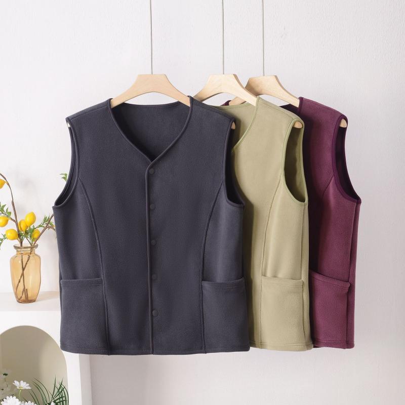 ベスト 男性用 厚手 フリース 保温 Vネック ポケット付き シニア 防寒 チョッキ ゆったりめ カジュアル..