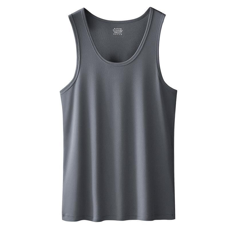 Short Sleeves - Tシャツ メンズ タンクトップ モダール ノースリーブ インナー スポーツ 接触冷感 無地 薄手 夏 男性用 ホワイト ブラック グレー ブルー L XL 2XL 3XL