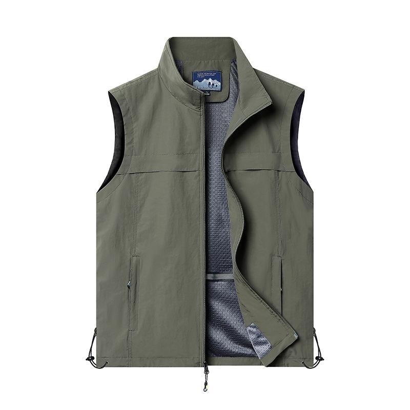 ベスト メンズ 男性用 アウトドア 登山 釣り 撮影用 春秋 夏 ワーク カジュアル ポリエステル トップス アウター ウェア グレー ブラック カーキ グリーン ネイビー