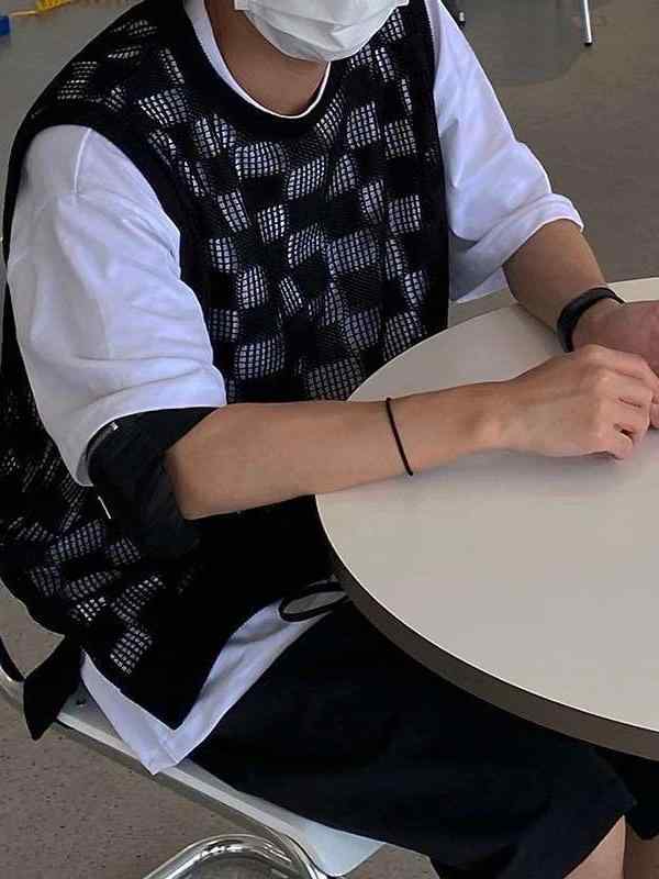 タンクトップ メンズ 韓国 メッシュ ノースリーブ Tシャツ ポリエステル ブラック 夏 薄手
