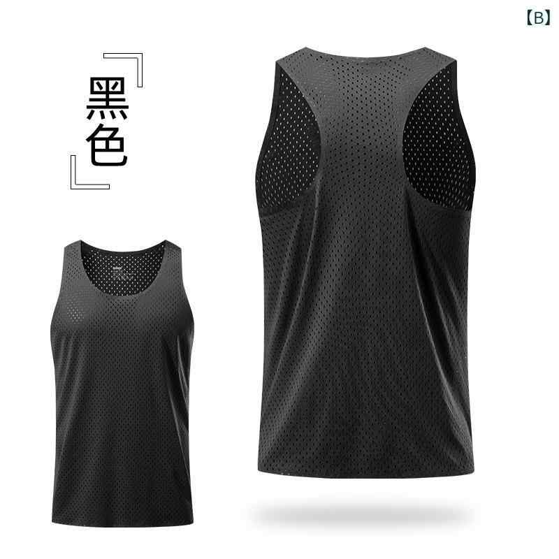 ベスト メンズ 男性用 ランニング 陸上競技 トレーニング メッシュ 軽量 吸湿速乾 通気性 運動 スポーツ ウェア 赤 黒 白 橙 緑 青(x2) 3