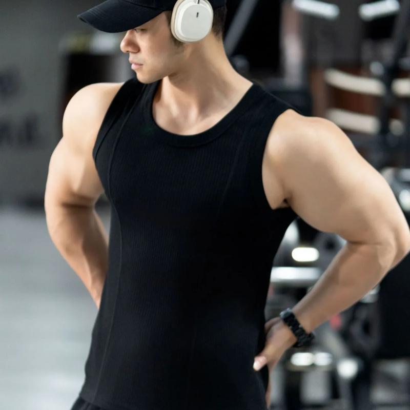 タンクトップ メンズ 男性用 ヘビーウェイト 310g コットン 80% リブ編み ノースリーブ フィットネス トレーニング スポーツ インナー カットオフ ホワイト ブラック グレー 春夏