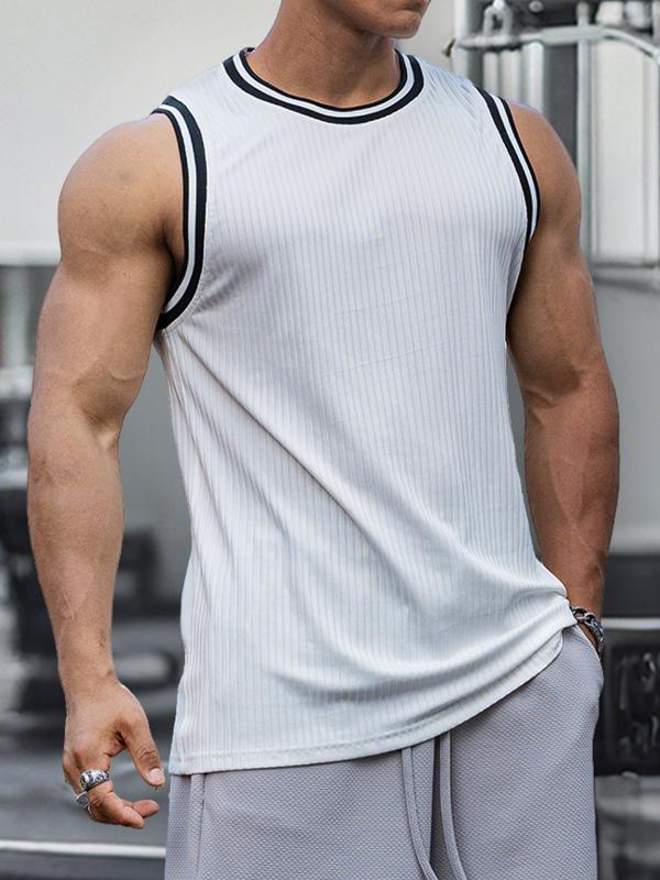スポーツタンクトップ メンズ 男性用 速乾 トレーニング 接触冷感 ノースリーブ ビッグシルエット Tシャツ バスケットボール ウェア ジム 筋トレ 白 黒 グレー グリーン 春夏