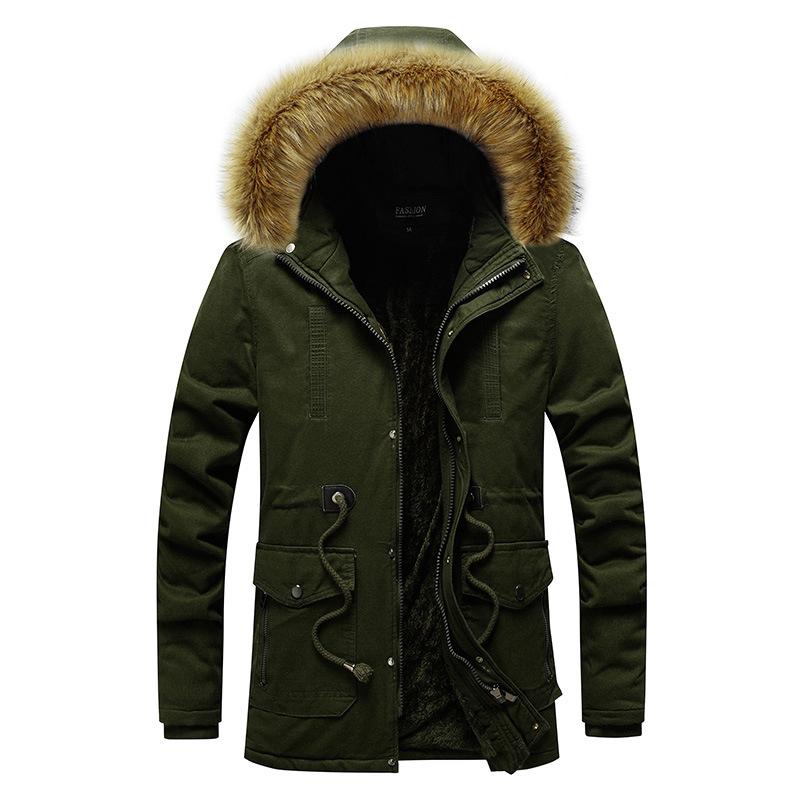 Jumper, Blouson - ジャケット メンズ 男性用 裏起毛 中綿 ミリタリー カーキ ブラック 防寒 厚手 フード付き アウター 秋冬