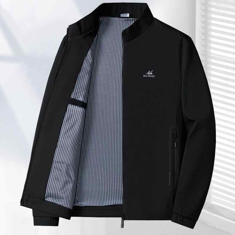 Coat - ジャケット 男性用 ビジネス カジュアル スタンドカラー ブルゾン シニア 春秋 厚手 紺 黒 グレー
