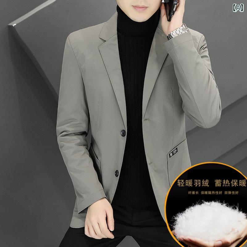 メンズ カジュアルスーツ 秋冬 男性用 ウール混紡 テーラードジャケット ライトグレー ブラック