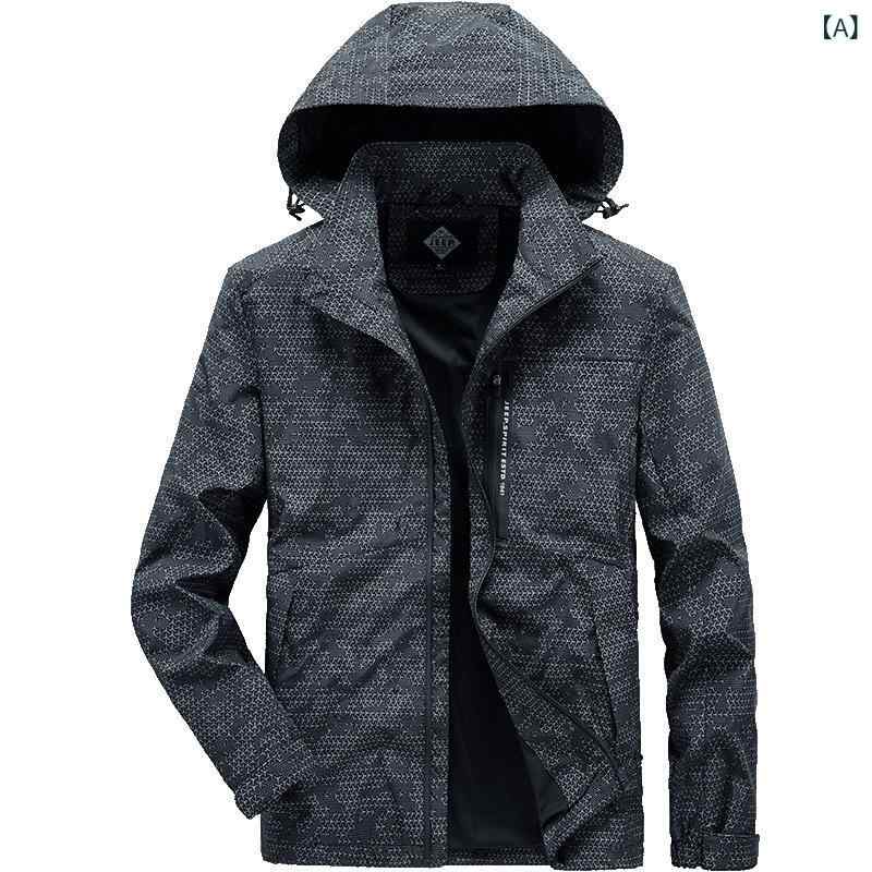 ジャケット メンズ 男性用 迷彩柄 ジャンパー ブルゾン アウター カジュアル 春秋 立襟 ポリエステル 黒 ブラック グレー M L XL 2XL 3XL 4XL