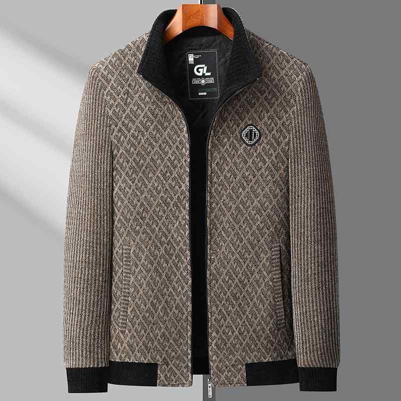 ジャケット メンズ 男性用 立襟 ウール 厚手 防寒 アウター シニア 紳士服 グレー 黒 茶色 コーデュロイ