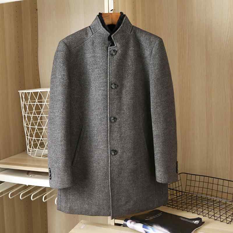 コート メンズ 男性用 ウール メルトン 秋冬 厚手 取り外し可能 毛襟 アウター シングルブレスト スタイル 4E045 厚手 防寒(x2)