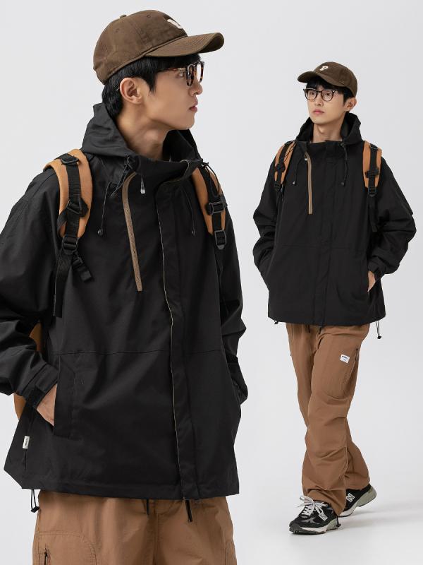 ジャケット 男性用 日系ワーク 復古 デザイン ブルゾン ジャンパー アウトドア 登山 秋冬 防風性 通気性 耐摩耗性 ベージュ ブラック・商品カテゴリ: ジャケット・スタイル: 日系ワーク・対象年齢: 18-24歳・襟の形: スタンドカラー・フィット: ルーズ・前立て: ジッパー・フード: あり・・柄: 無地・素材: ポリエステル繊維・主素材: ポリエステル80%・裏地: ポリエステル80%・シーン: カジュアル・ディテール: 多ポケット・裾のデザイン: ストレートヘム・着丈: レギュラー丈・ポケット: サイドシームポケット・袖丈: 長袖・袖のタイプ: レギュラー・カラー: ベージュ, ブラック・サイズ: M, L, XL, XXL・対象: メンズ・生地機能: 通気性, 耐摩耗性