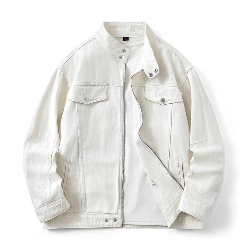 ジャケット 男性用 デニムジャケット Gジャン ブルゾン 秋冬 耐摩耗性 コットン ワークジャケット ゆったり ルーズフィット ドロップショルダー オーバーサイズ ポケット カジュアル ストリート アメカジ ブラック ホワイト イエロー