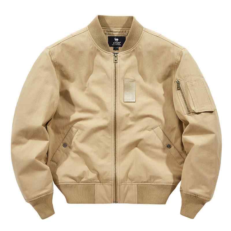 ジャケット 男性用 コットン 水洗い加工 スタンドカラー ブルゾン 秋冬 防風 ワーク ミリタリー フライト エアフォース アウター ブラ..