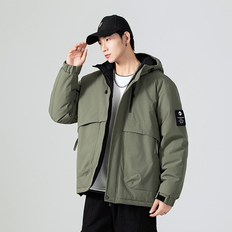 綿ジャケット メンズ 男性用 ゆったり リラックス 保温 防寒 フード付き 撥水 多ポケット ブラック