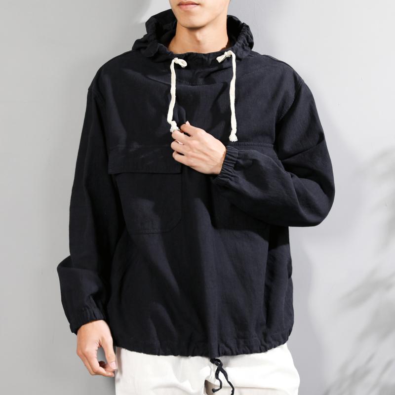 パーカー メンズ 男性用 コットンリネン ゆったり スウェット プルオーバー フード付き トップス 長袖 ..