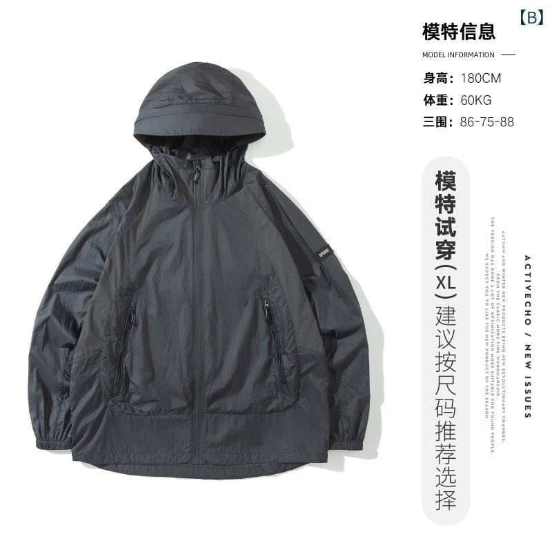 メンズ UVカットパーカー 薄手 撥水 防風 接触冷感 アウトドア 釣り ウェア 男性用 日焼け防止 ジャケット M L XL 2XL 3XL 4XL