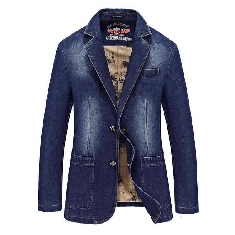 ジャケット メンズ デニム テーラードジャケット 男性用 コットン 秋物 無地 ブラック ブルー M L XL 2XL 3XL 4XL(x2)