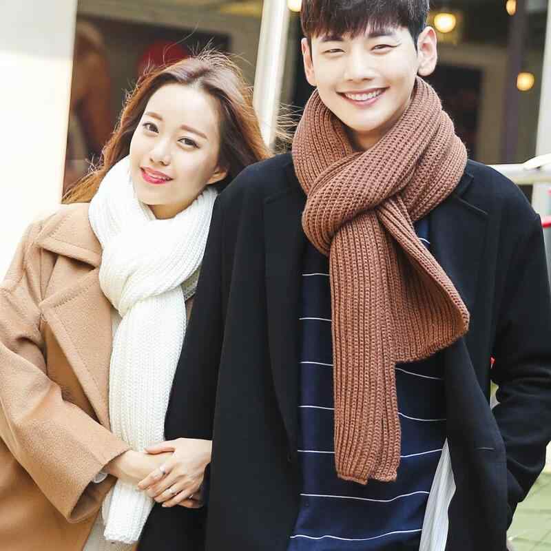 マフラー レディース メンズ 秋冬 厚手 ニット 無地 カップル 防寒 学生 赤 黄色 黒 白 ワインレッド 紺色 ベージュ モカ コーヒー色 ライトグレー ダークグレー アクリル あったか(x2)