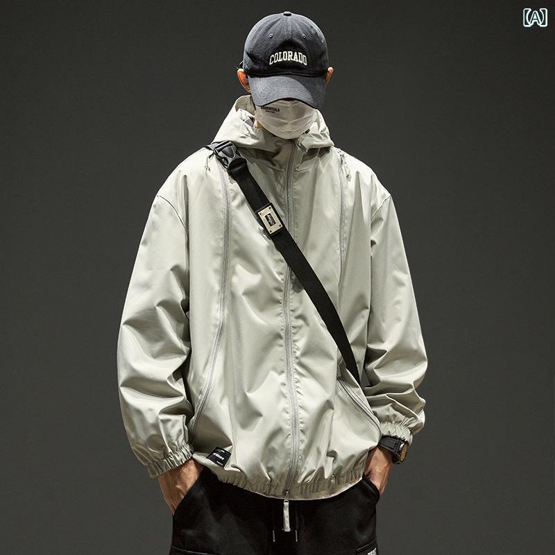 ジャケット メンズ 秋冬 防寒 撥水 アウター ブルゾン ジャンパー 加厚 中綿 立ち襟 無地 グレー グリーン ブラック ワインレッド