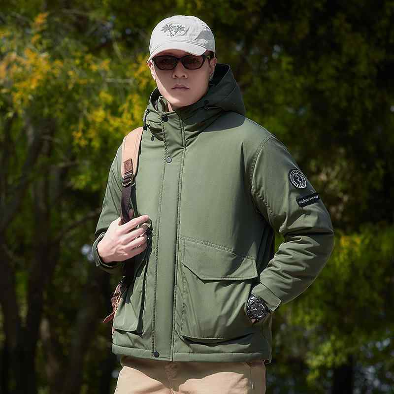 ジャケット メンズ 男性用 秋冬 裏起毛 厚手 防寒 ワークジャケット ブルゾン ジャンパー アウター 普段使い アウトドア カーキ ブラック系