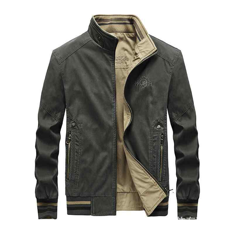 ジャケット 男性用 アウター 水洗い加工 立襟 コットン カーキ グリーン 深青 M L XL XXL XXXL 4XL 6XL 普段使い