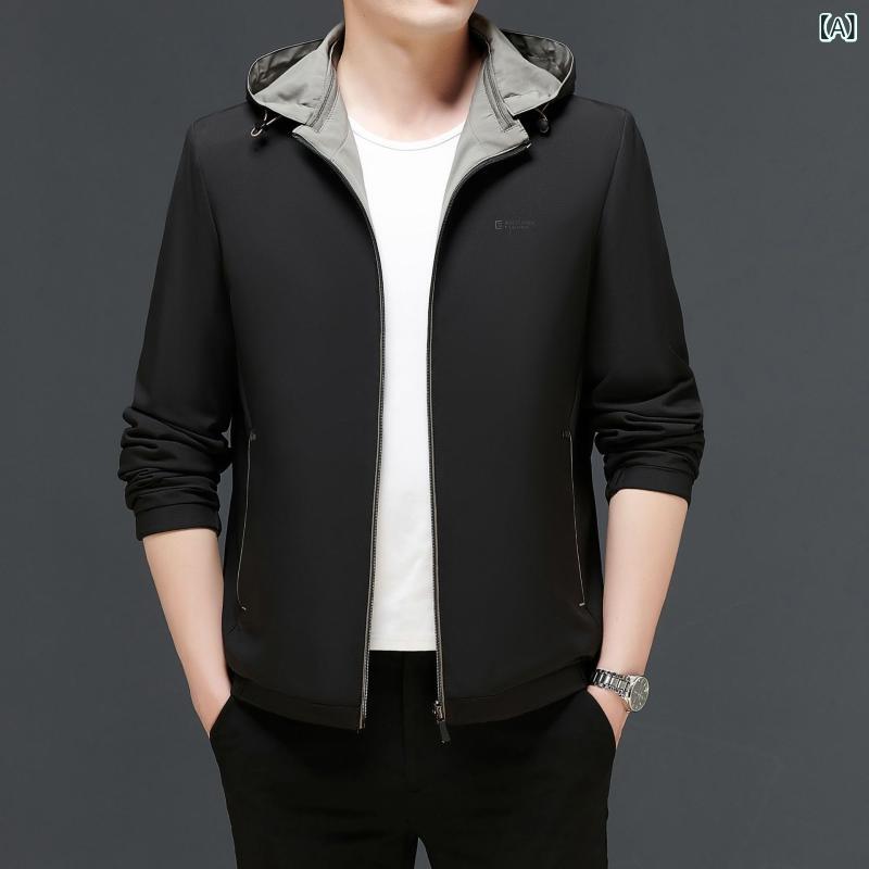 ジャケット メンズ 男性用 耐摩耗 コーデュロイ 薄手 フード付き 取り外し可能 ブラック エビ青 長袖 アウター ブルゾン