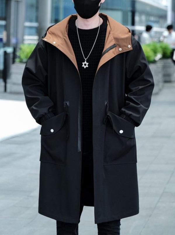 2個セットコート メンズ 男性用 フード付き ロング丈 秋冬 韓国 ゆったり 厚手 防寒 ポリエステル ブラック コーヒー色 バイカラー・商品カテゴリ: コート・スタイル: 韓国・シルエット: ルーズ・フロント: ジッパー・ベルト: 有り・対象年齢: 18-24歳・素材: 化繊混紡・主素材: ポリエステル95%・裏地: ポリエステル・シーン: カジュアル・襟: フード付き・柄: 配色・加工技術: パッチワーク・デザイン: 配色・ポケット: パッチポケット・裾: ストレート・カラー: ブラック, コーヒー・サイズ: M, L, XL, XXL, XXXL