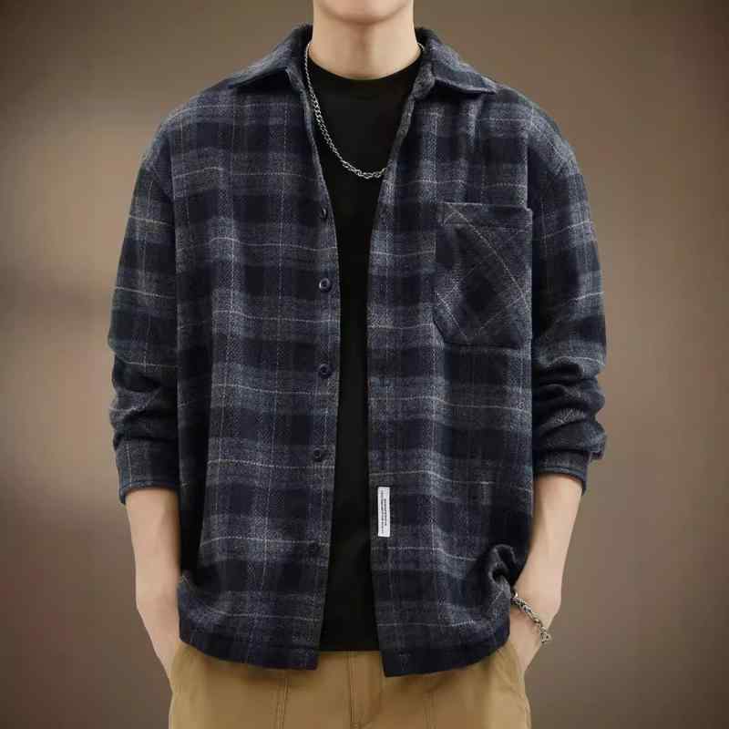 シャツ メンズ 長袖 レトロ チェック柄 ネルシャツ風 ゆったり 厚手 カジュアル トップス 男性用 春秋 グレー カーキ・カテゴリ: シャツ・スタイル: ストリート・素材: 格子布.化繊85%・柄: 格子・ネックライン: 襟付き・袖丈: 長袖・・対象: 若者.成人・性別: 男性・フィット: ルーズ・カラー: グレー.ブラウン・サイズ: M, L, XL, 2XL, 3XL, 4XL・ディテール: 配色