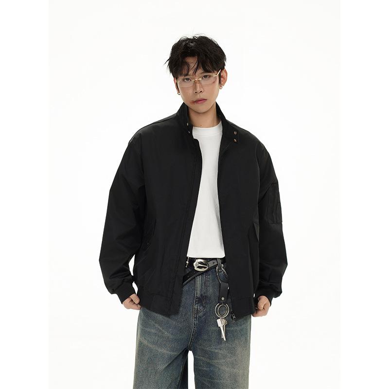 ジャケット 男性用 コーチジャケット ブルゾン スタンドカラー ライトアウター 秋冬 耐摩耗性 ゆったりシルエット 黒 ブラック グレー