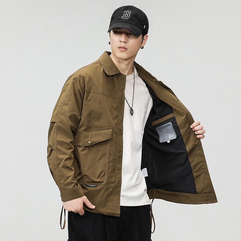 Jumper, Blouson - ジャケット メンズ 男性用 秋冬 裏起毛 防風 防寒 ワーク ミリタリー ブルゾン アウター カーキ ブラック ポリエステル