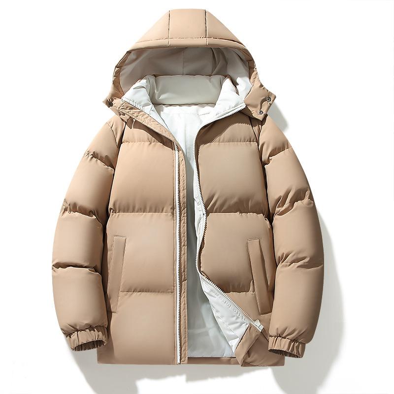 棉服 メンズ 男性用 取り外し可能 フード付き 中綿 厚手 無地 ジャケット アウター 秋冬 防寒 普段使い ポリエステル