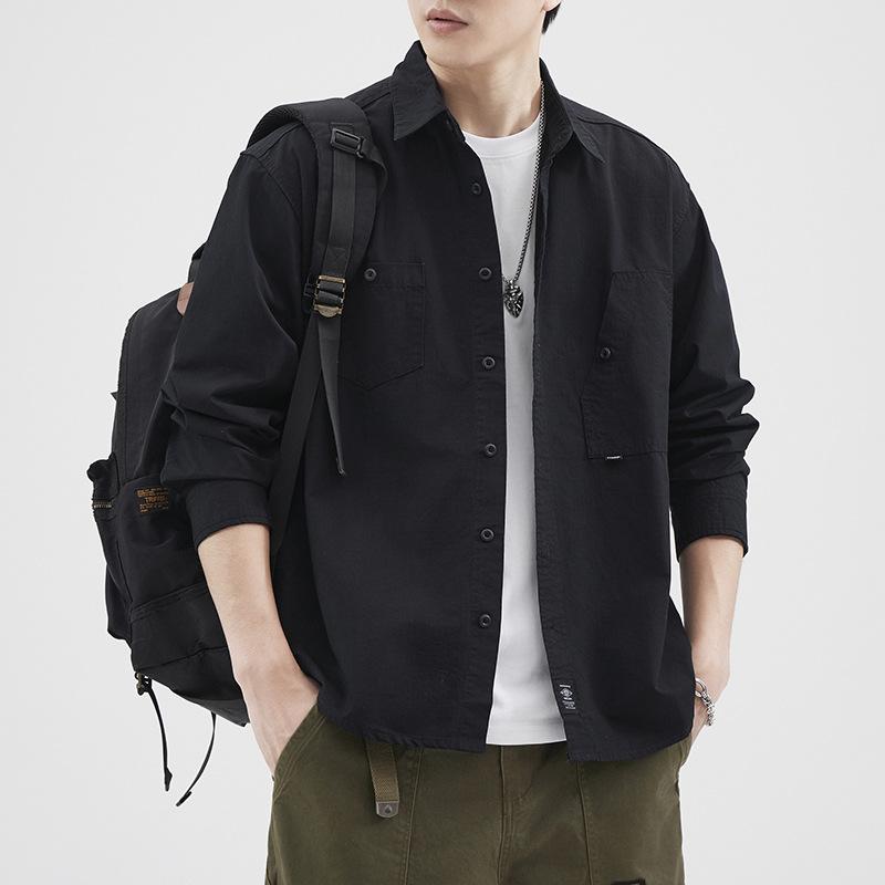 シャツ メンズ 長袖 リネン カジュアルシャツ カーキ ブラック系 グレー系 アーミーグリーン アプリコ..