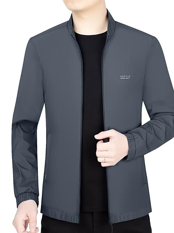 ジャケット メンズ 男性用 立ち襟 ライトアウター スプリングジャケット ブルゾン 普段使い 通勤着 ポリエステル 防風 撥水
